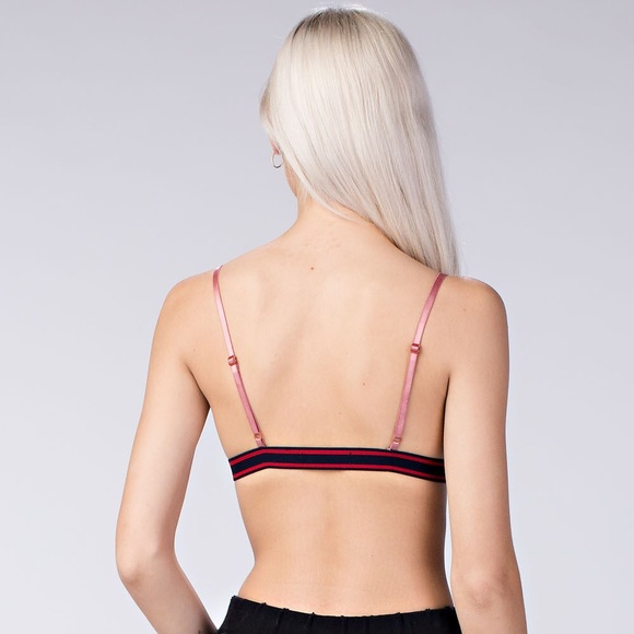 Honey Punch Velvet Triangle Bra or Bralette Pink - Picture 6 of 7